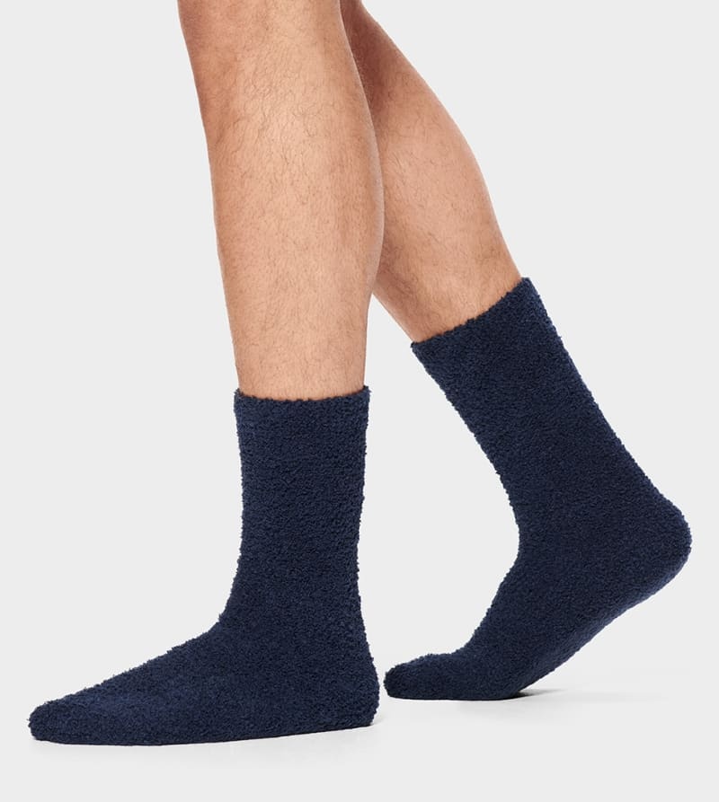 Navy Ugg Fincher Ultra Cozy Crew Men\'s Socks | Saudi Arabia-4182936