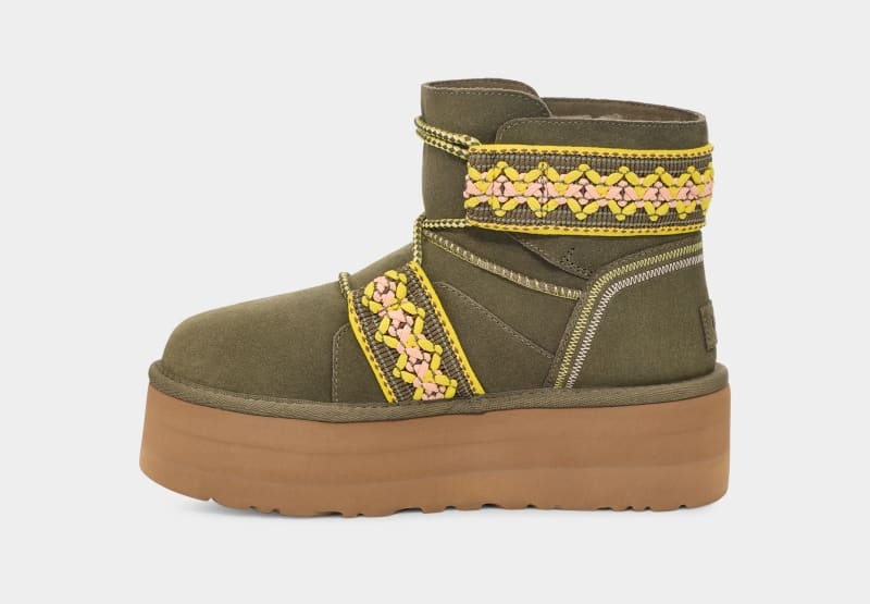 Olive Ugg Classic Mini Ii Braid Platform Women's Boots | Saudi Arabia-5143697