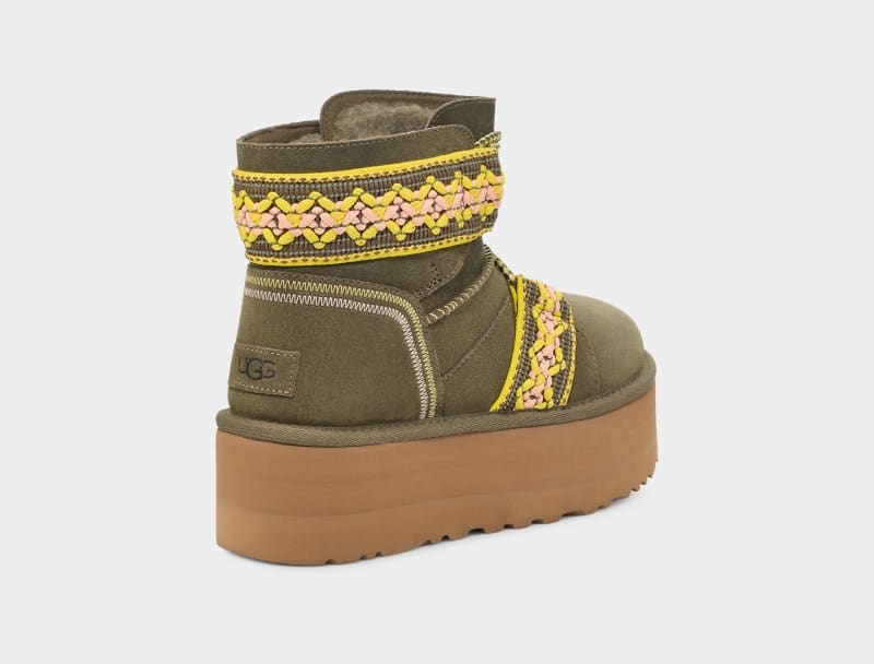 Olive Ugg Classic Mini Ii Braid Platform Women's Boots | Saudi Arabia-5143697