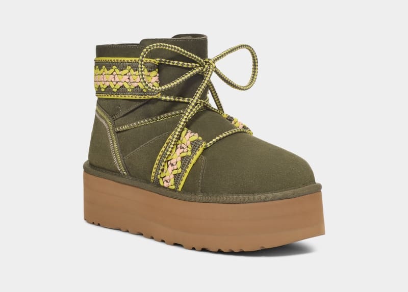 Olive Ugg Classic Mini Ii Braid Platform Women's Boots | Saudi Arabia-5143697