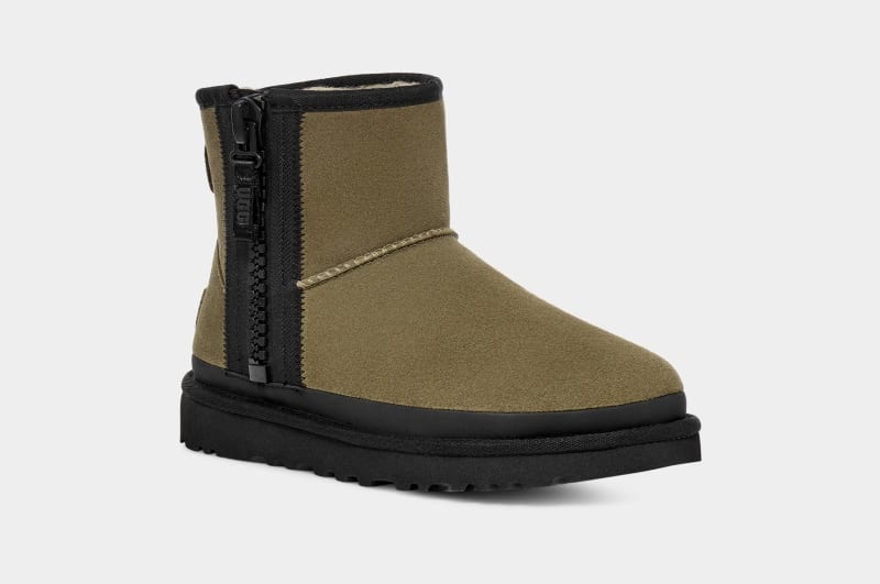 Olive Ugg Classic Mini Zipper Tape Logo Women's Boots | Saudi Arabia-1530624