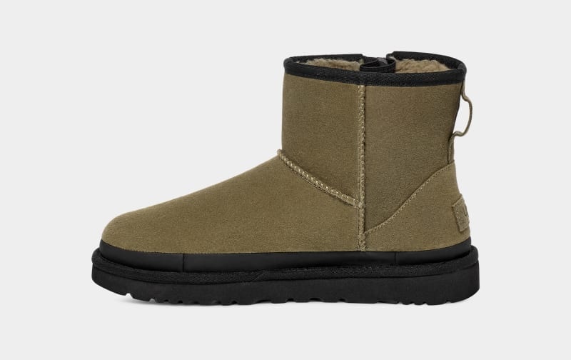 Olive Ugg Classic Mini Zipper Tape Logo Women's Boots | Saudi Arabia-1530624