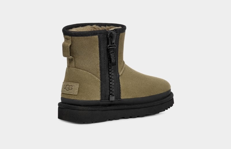 Olive Ugg Classic Mini Zipper Tape Logo Women's Boots | Saudi Arabia-1530624