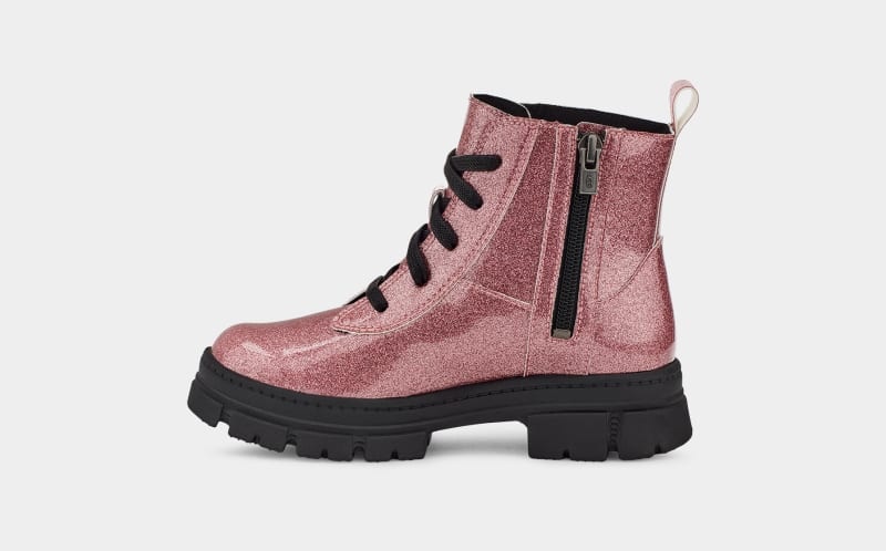 Pink Ugg Ashton Lace Up Glitter Kids' Boots | Saudi Arabia-5682914