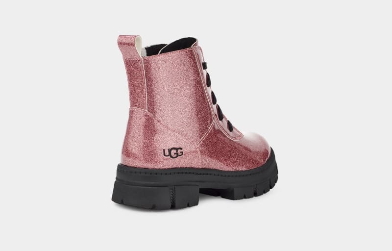 Pink Ugg Ashton Lace Up Glitter Kids' Boots | Saudi Arabia-5682914