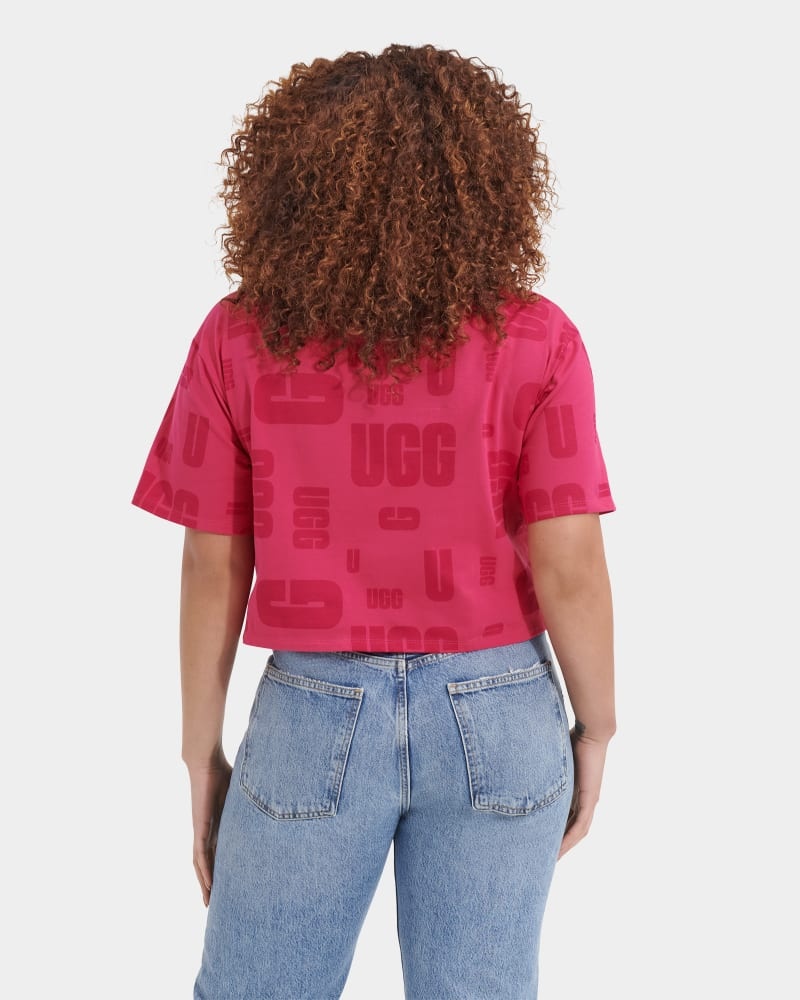 Pink Ugg Britany Cropped Scatter Women's Tee | Saudi Arabia-3167804