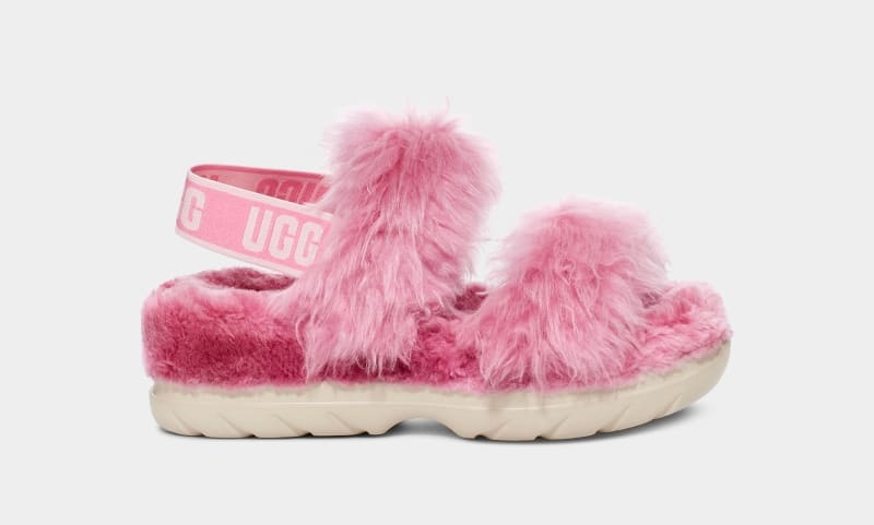 Pink Ugg Fluff Sugar Women\'s Sandals | Saudi Arabia-3416807