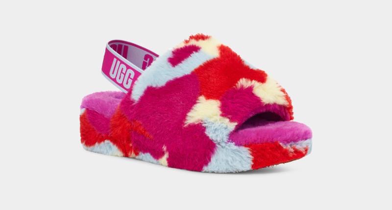 Pink Ugg Fluff Yeah Camopop Women's Slippers | Saudi Arabia-7128396