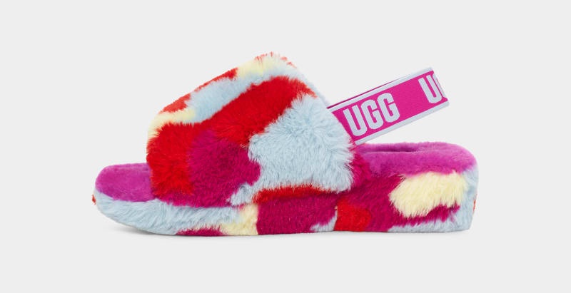 Pink Ugg Fluff Yeah Camopop Women's Slippers | Saudi Arabia-7128396