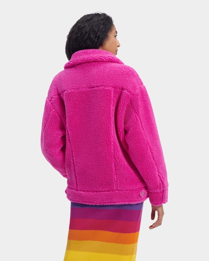 Pink Ugg Frankie Sherpa Trucker Women's Jackets | Saudi Arabia-0963874