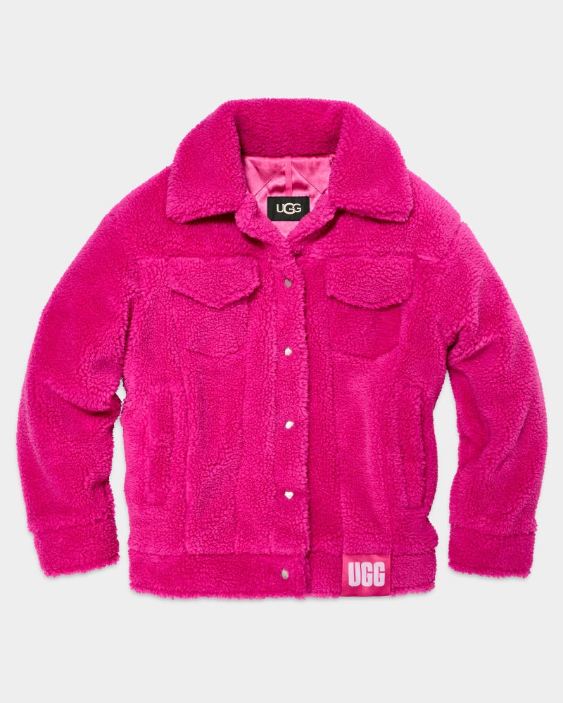 Pink Ugg Frankie Sherpa Trucker Women's Jackets | Saudi Arabia-0963874