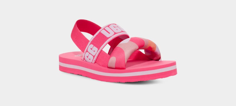 Pink Ugg Zuma Sling Camopop Kids' Slippers | Saudi Arabia-3584169