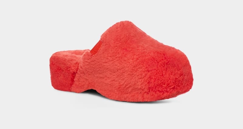 Red Ugg Fuzz Sugar Clog Women's Slippers | Saudi Arabia-1265783