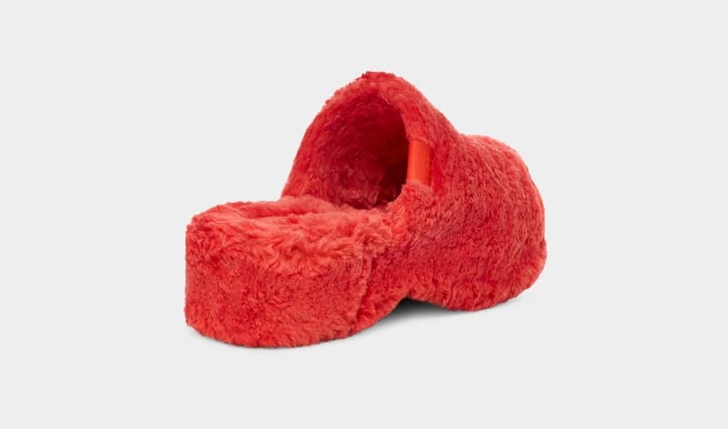 Red Ugg Fuzz Sugar Clog Women's Slippers | Saudi Arabia-1265783