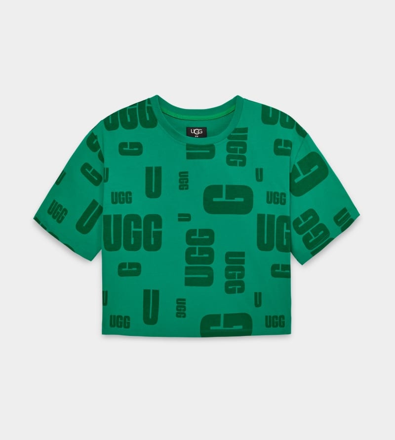 Turquoise Green Ugg Britany Cropped Scatter Women's Tee | Saudi Arabia-5407398