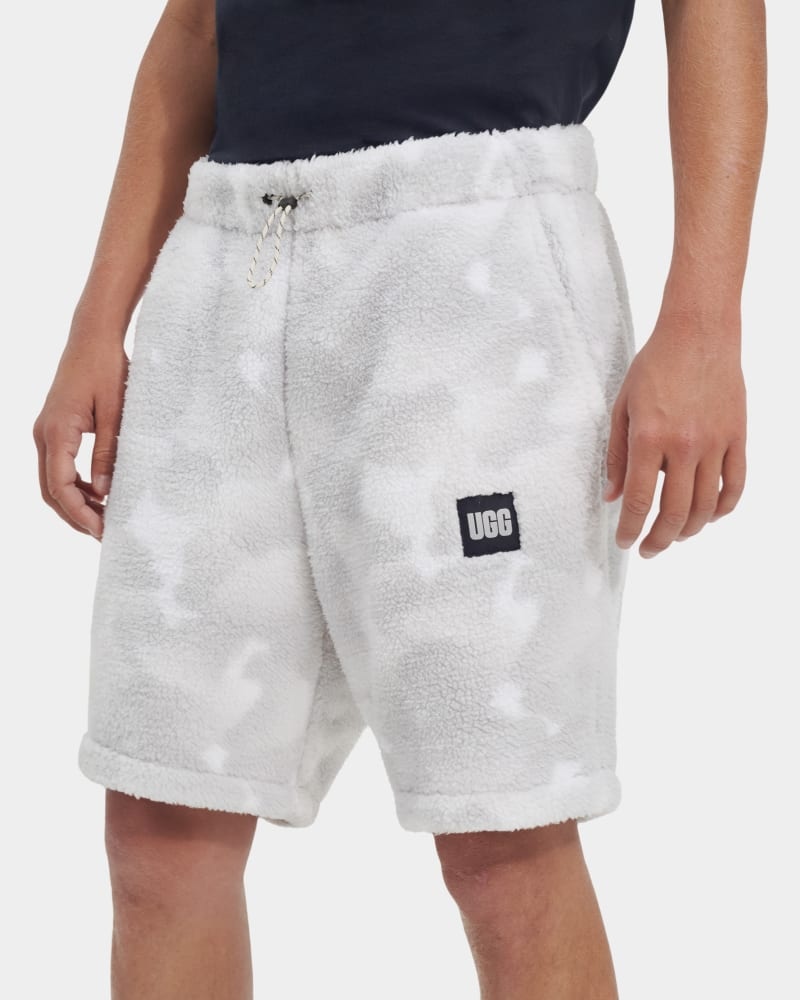 White Camo Ugg Eckard Sherpa Men's Shorts | Saudi Arabia-1403962