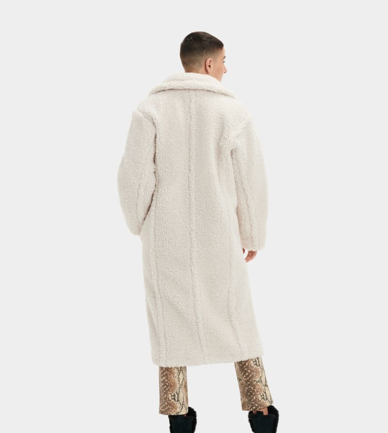 White Ugg Gertrude Long Teddy Women's Coats | Saudi Arabia-3142705