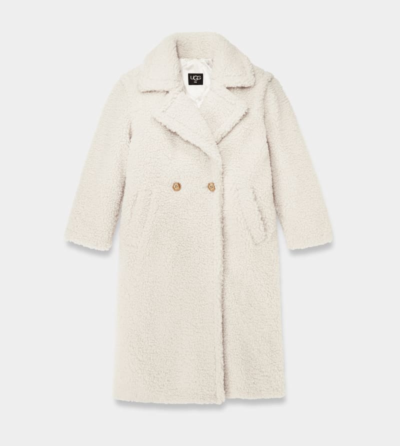 White Ugg Gertrude Long Teddy Women's Coats | Saudi Arabia-3142705