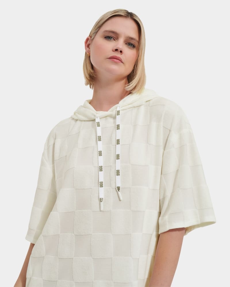 White Ugg Kassey Hooded Check Women's Dress | Saudi Arabia-8750421