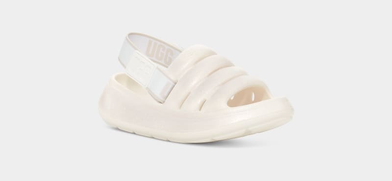 White Ugg Sport Yeah Glitter Kids' Slippers | Saudi Arabia-6380157