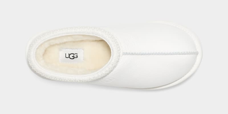 White Ugg Tasman Leather Men's Slippers | Saudi Arabia-5178096