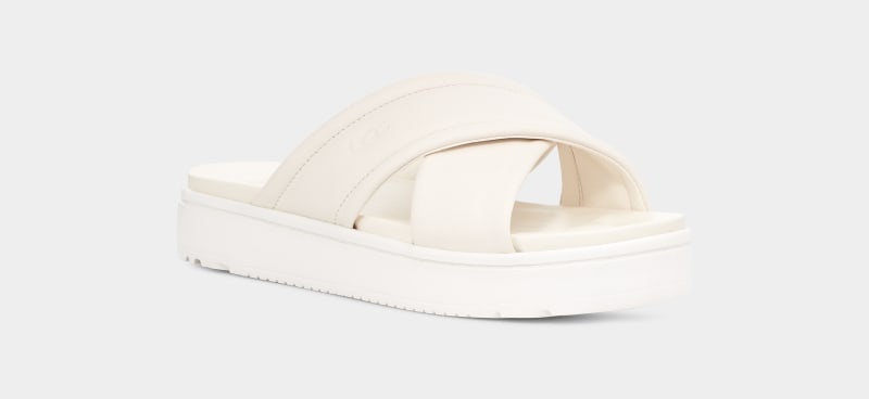 White Ugg Zayne Crossband Women's Slides | Saudi Arabia-4501239