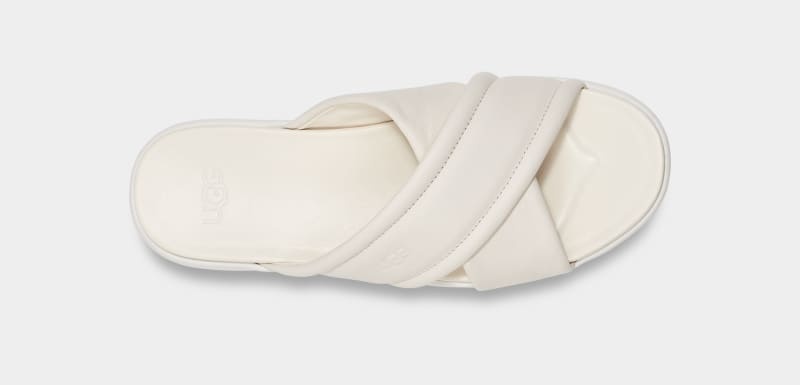 White Ugg Zayne Crossband Women's Slides | Saudi Arabia-4501239