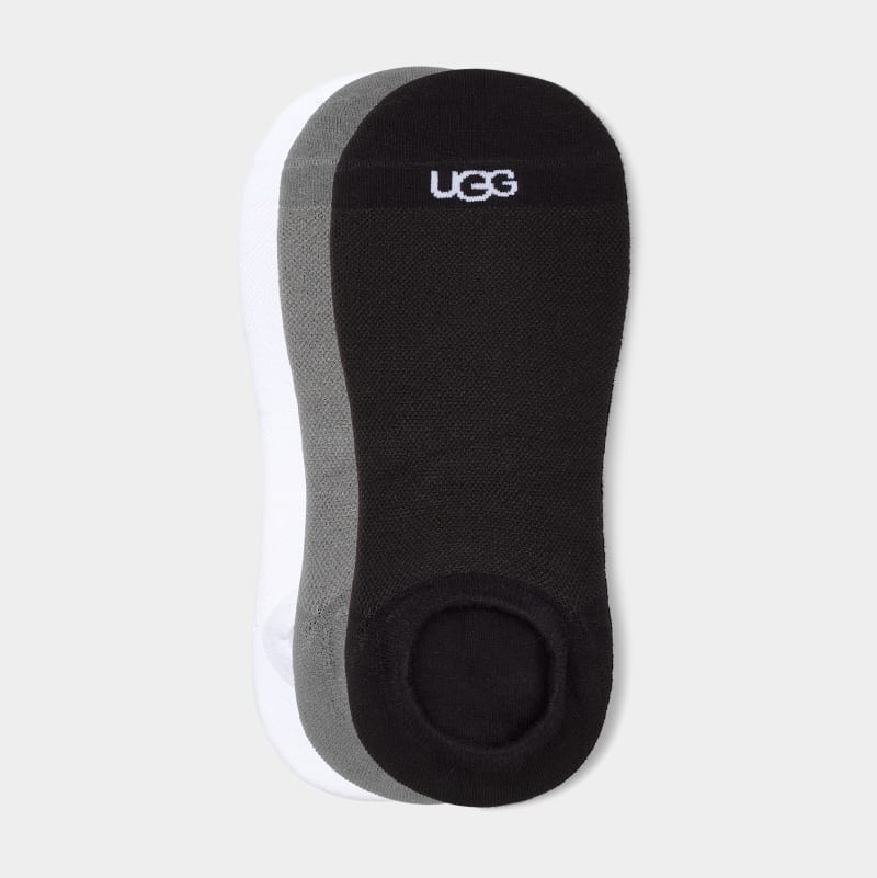 White / Grey / Black Ugg Oliver No Show 3 Pack Men's Socks | Saudi Arabia-2140657